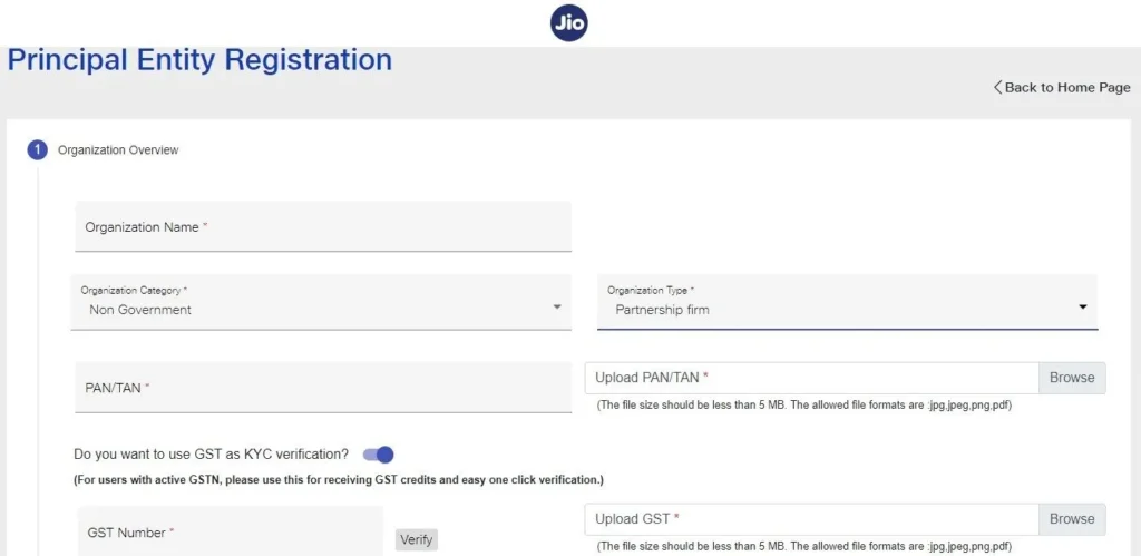 Principle Entity (PE) - Enterprise Registration